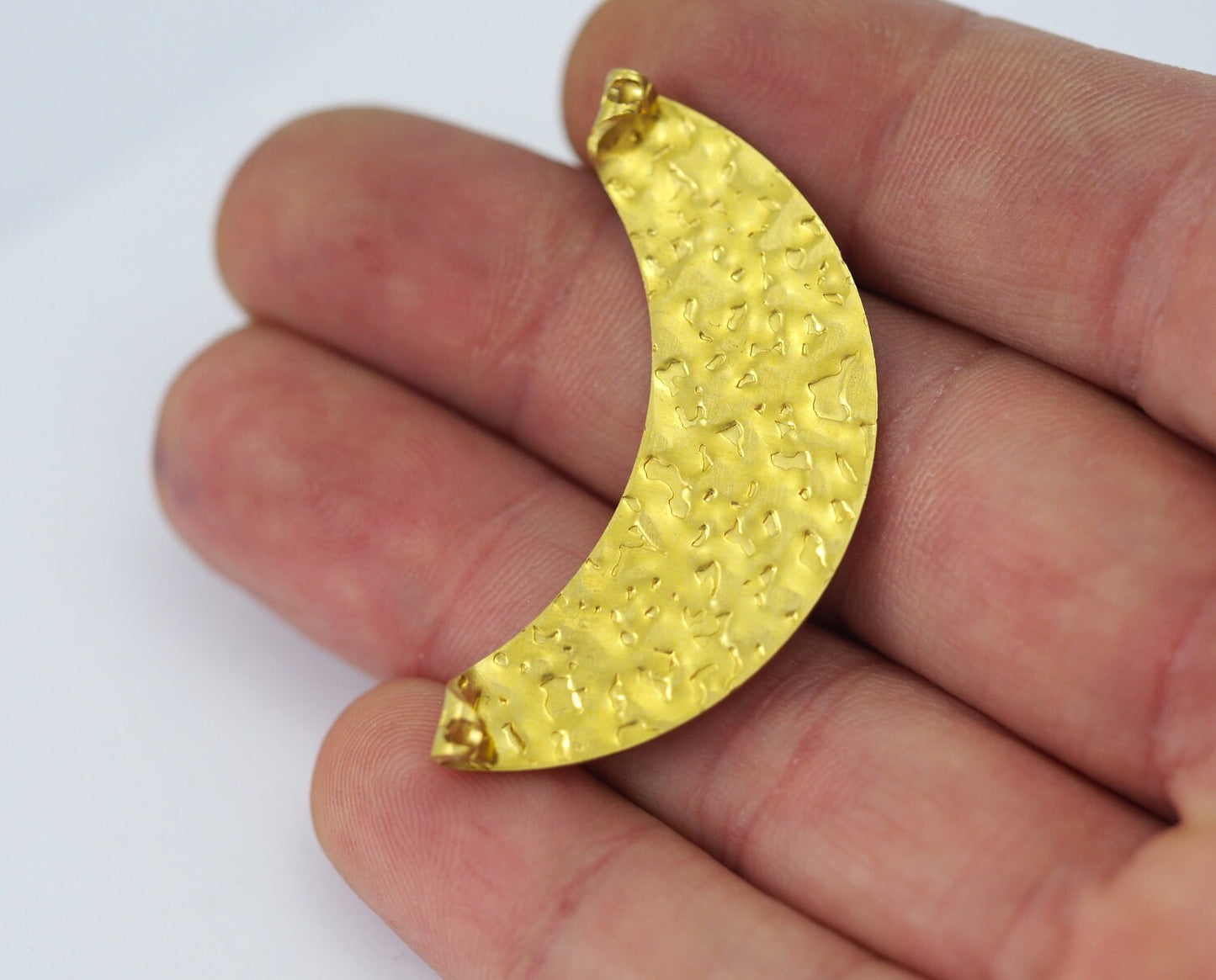 folded crescent brass textured 2 hole 44x20mm pendant charms Raw brass 2255-400