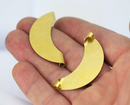 folded crescent brass 44x20mm pendant charms Raw brass 2255-200