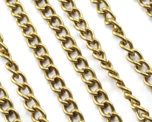 Raw Brass Curb Chain 0.8mm 20 gauge wire 3.2mm Z101