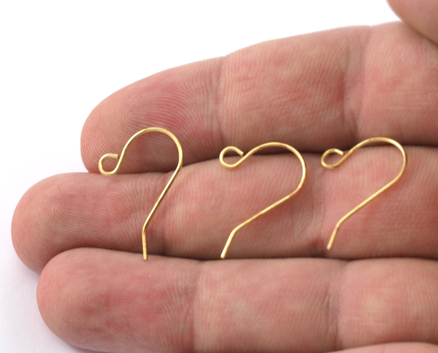 Fish hook Brass earring wire earring posts Raw brass (varnish) 22mm (0.75mm wire thickness) 2258