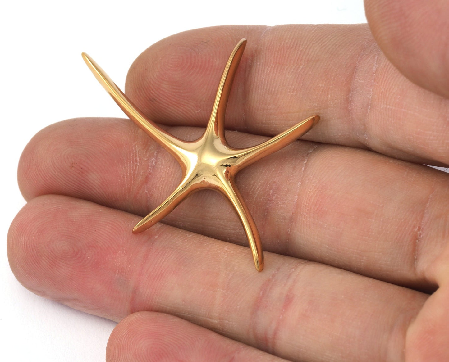 Starfish pendant, necklace Gold plated brass 48x35 2261