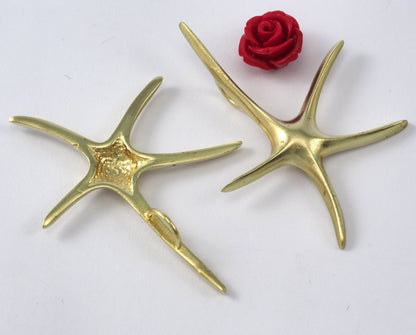 Starfish pendant, necklace raw brass 48x35 2261