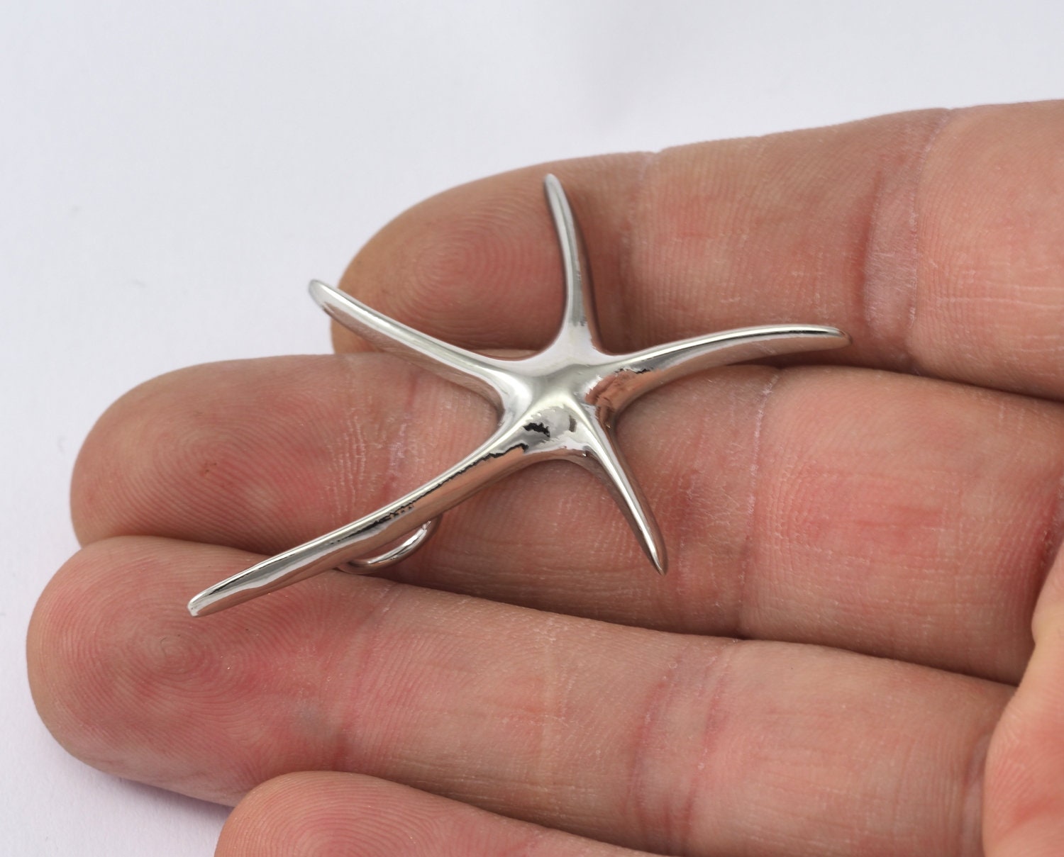 Starfish pendant, necklace Silver plated brass 48x35 2261