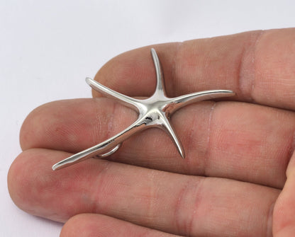 Starfish pendant, necklace Silver plated brass 48x35 2261