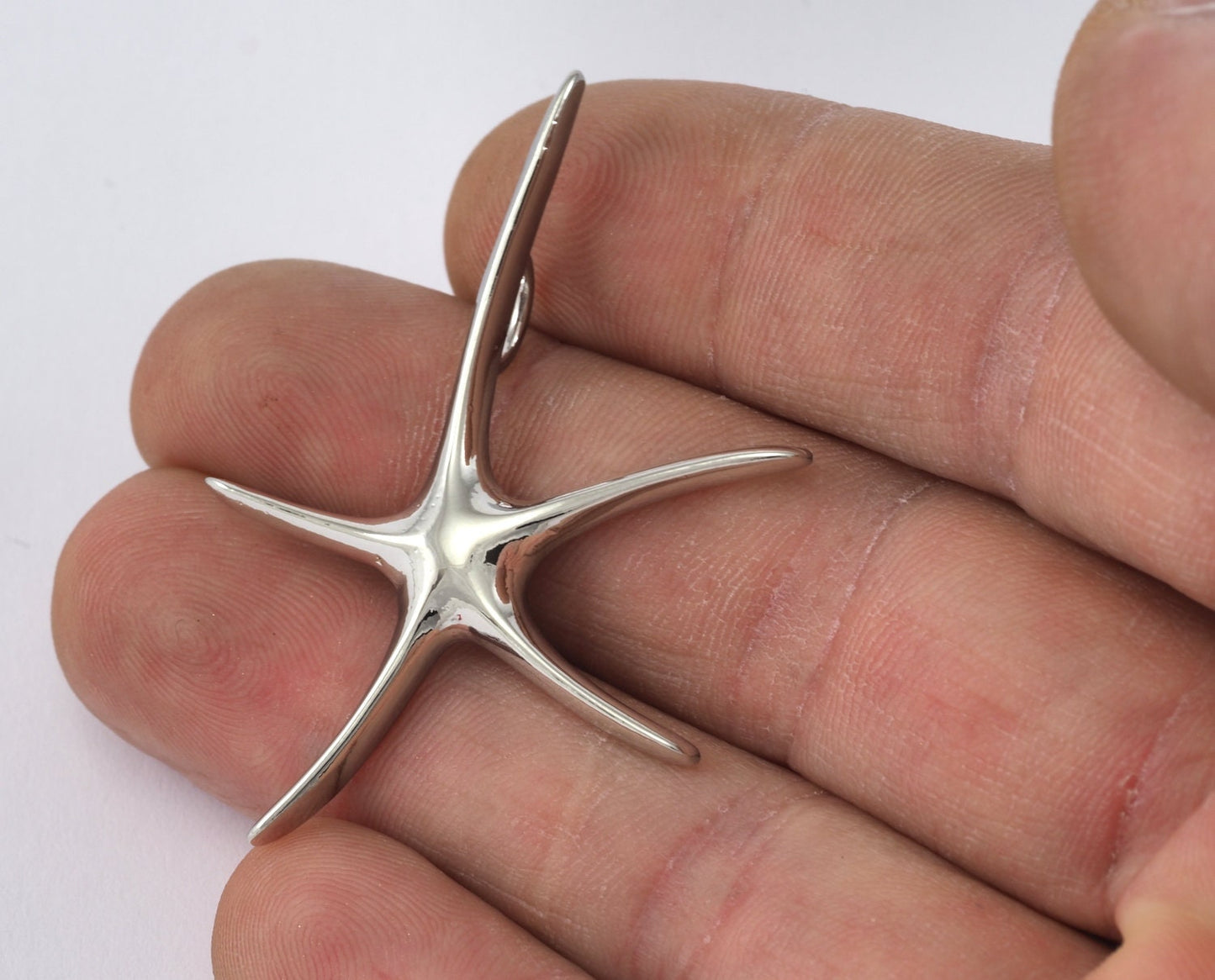 Starfish pendant, necklace Silver plated brass 48x35 2261