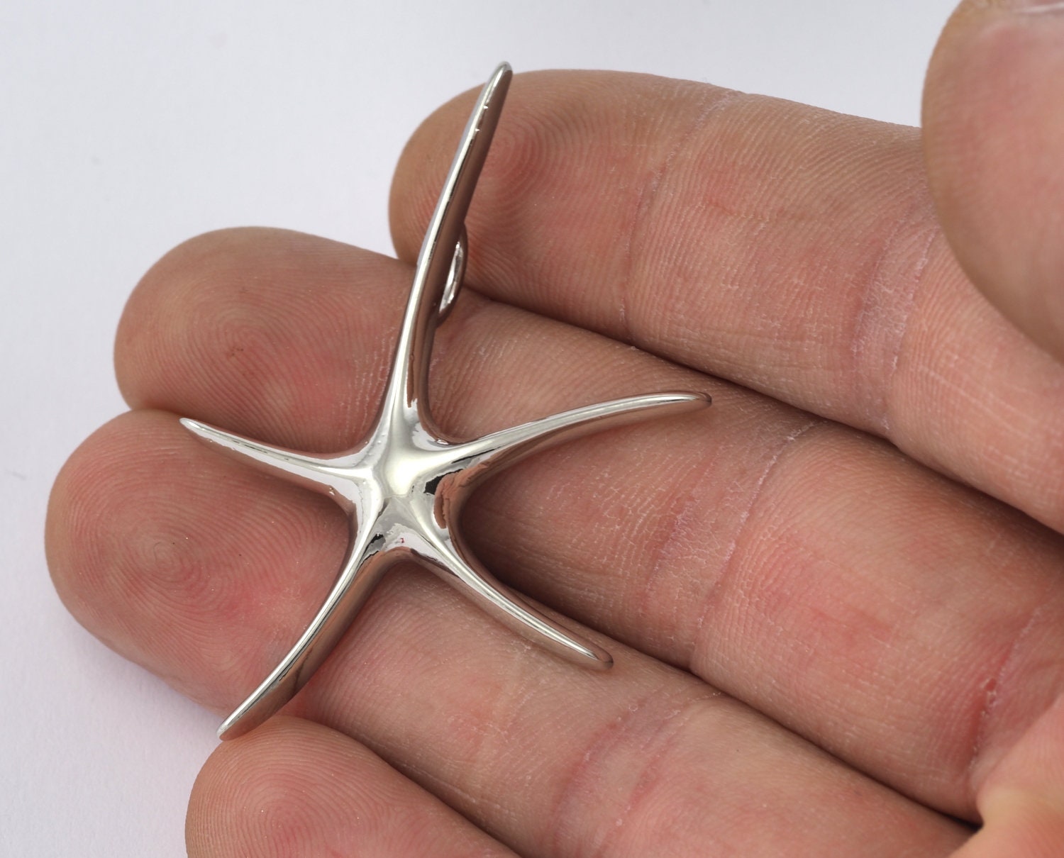 Starfish pendant, necklace Silver plated brass 48x35 2261