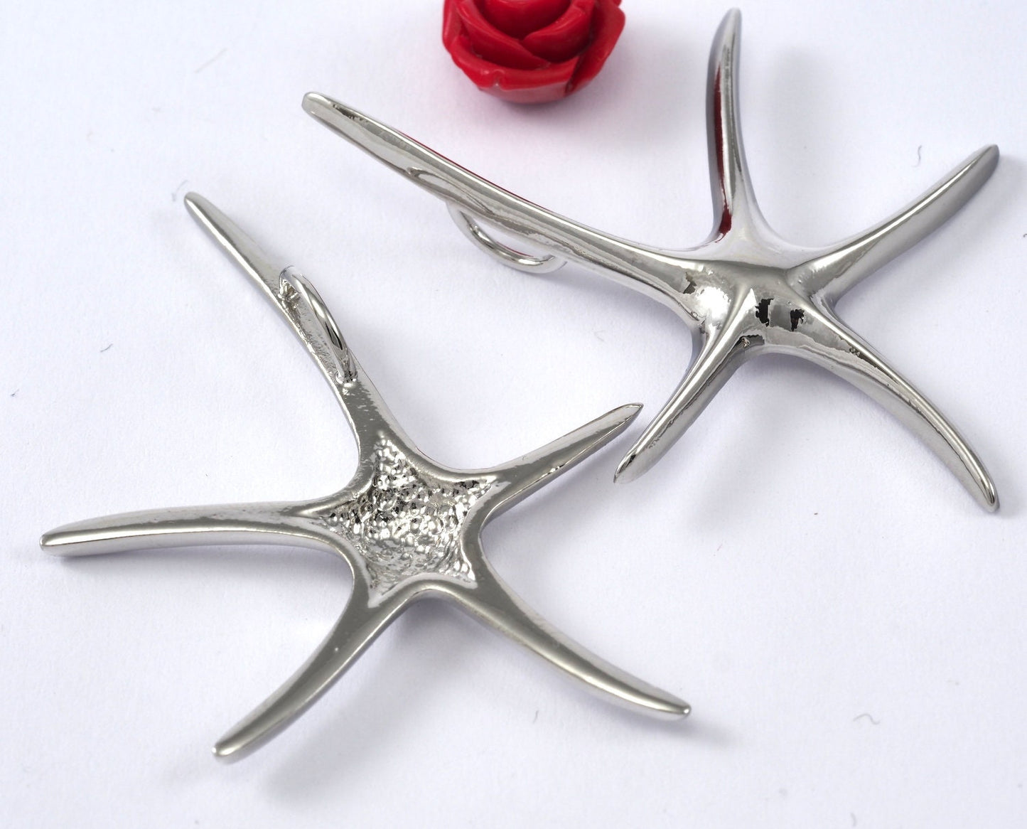 Starfish pendant, necklace Silver plated brass 48x35 2261