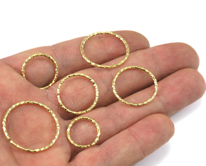 stacking ring, circle ring, Round ring knuckle ring, raw brass adjustable textured 21.5x1.5mm (hole 18.5mm 8.5US 58 ) 3239Wire: 1.5mm