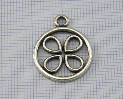 Four Leaf Clover with loop 24x19mm 1.6mm thickness Antique silver plated brass pendant necklace earrings 2041-200