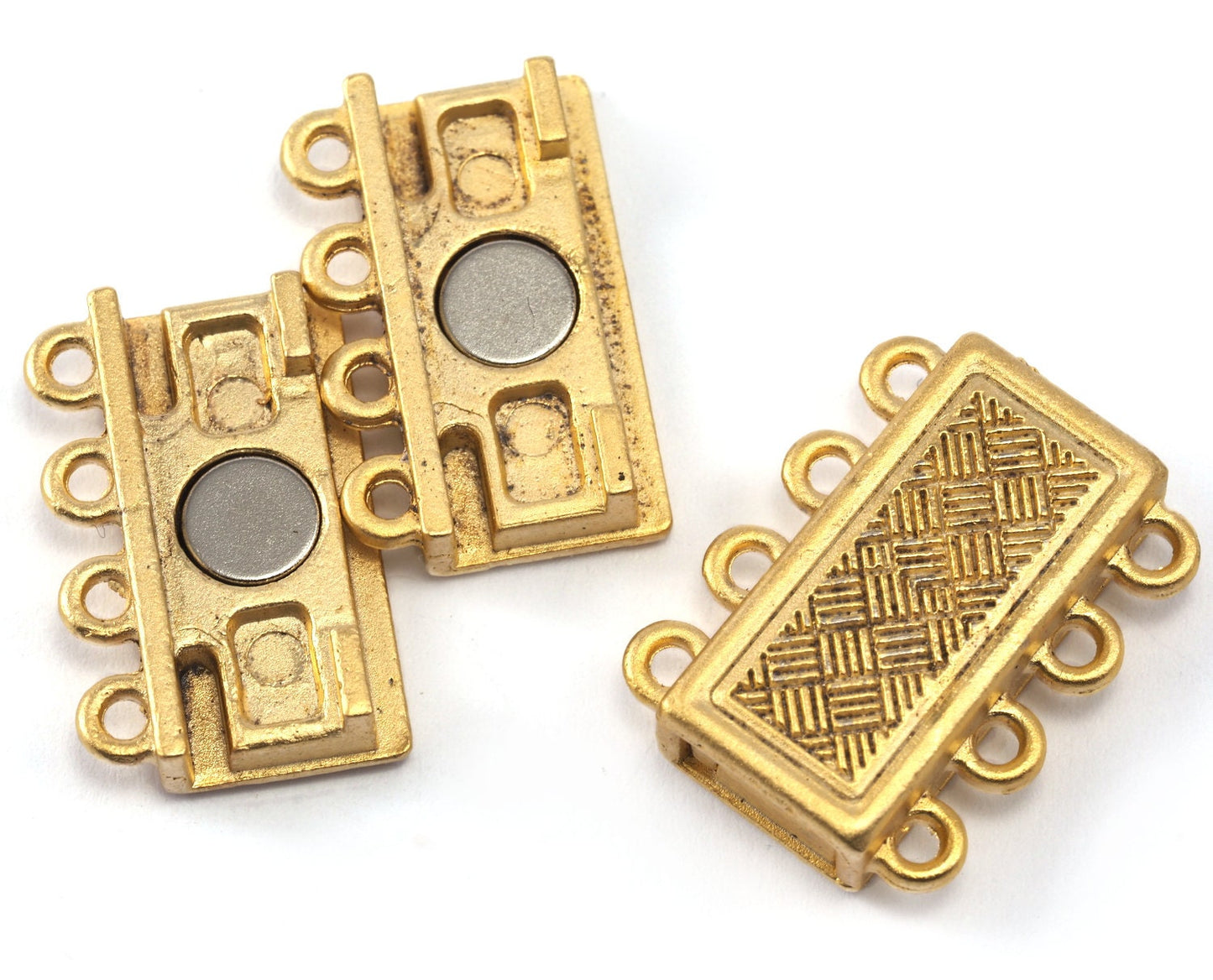 Magnetic Clasp Brazil bracelet clasp 4 strands 22x17mm gold plated alloy MCL 1080