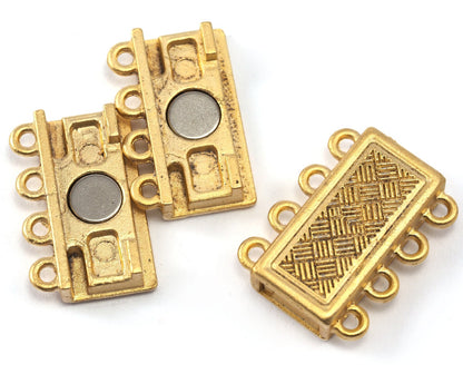 Magnetic Clasp Brazil bracelet clasp 4 strands 22x17mm gold plated alloy MCL 1080