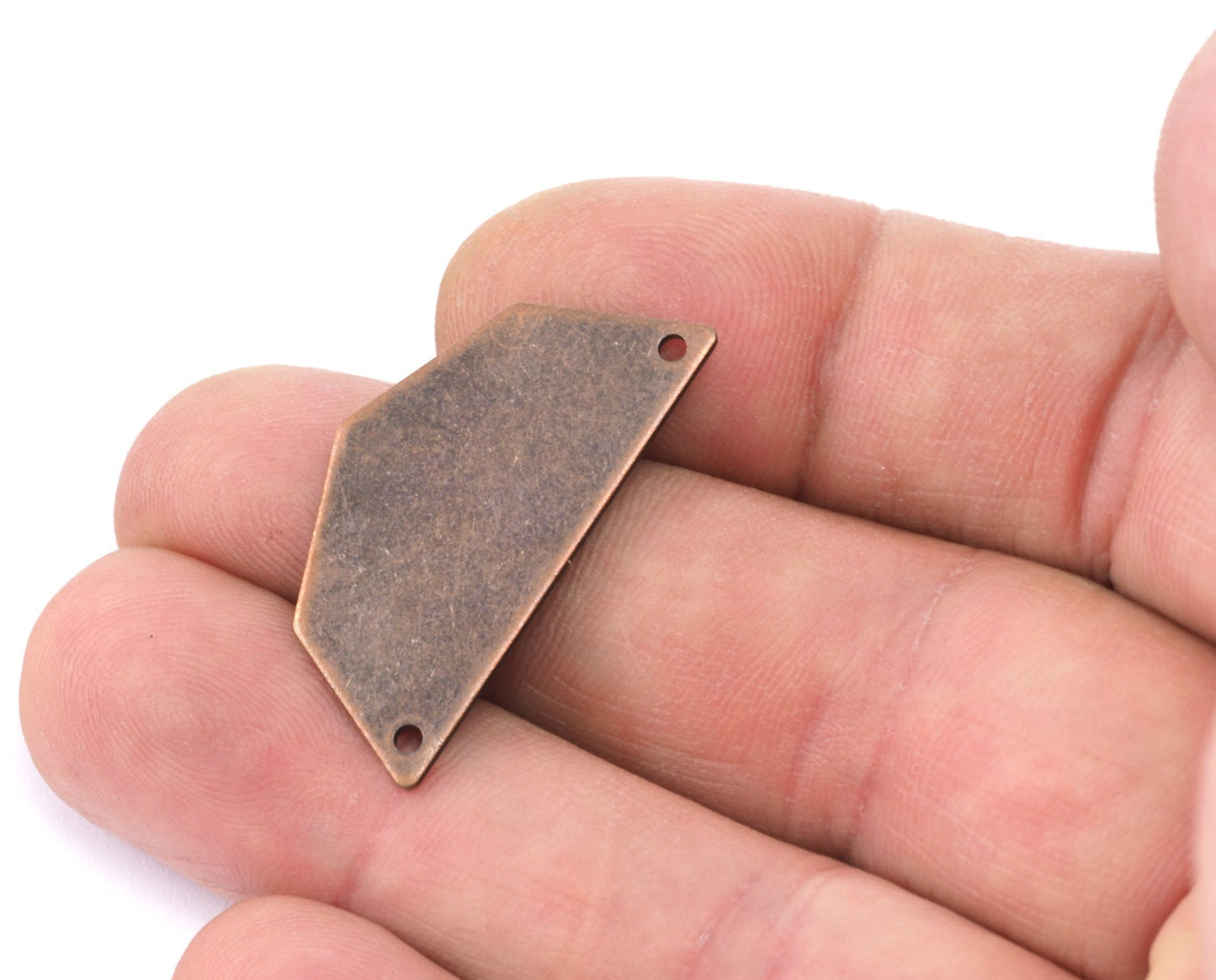 Semi octagonal 32x16mm Thickness 0.8mm 2 hole copper plated brass stamping blanks 1983-250