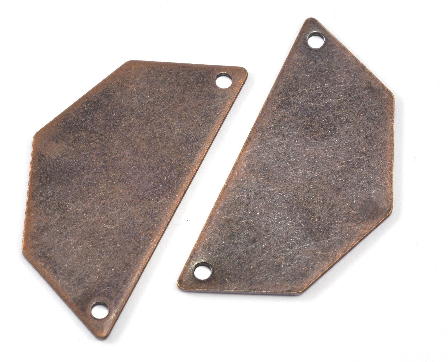 Semi octagonal 32x16mm Thickness 0.8mm 2 hole copper plated brass stamping blanks 1983-250