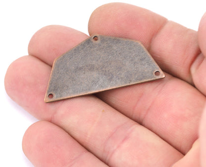 Semi octagonal 40x20mm 0.8mm Thickness 3 hole Copper plated stamping blanks 1984-400