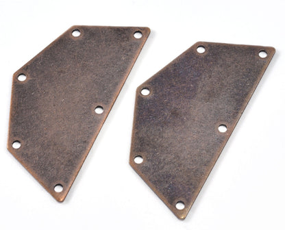 Semi octagonal 40x20mm 0.8mm Thickness 6 hole Copper plated stamping blanks 1984-400