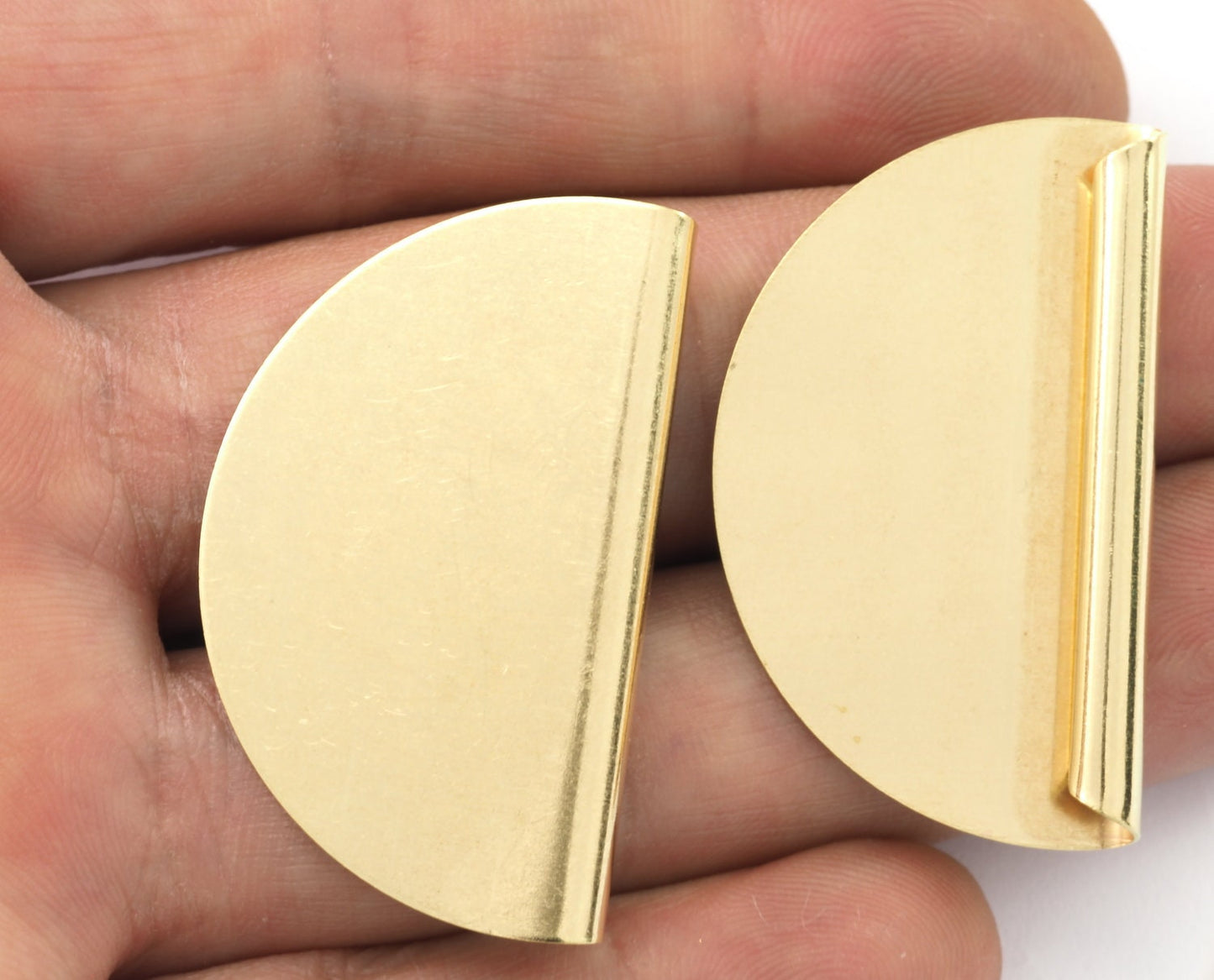 Semi Circle, Half moon 24x40mm pendant charms Raw brass 2197-365