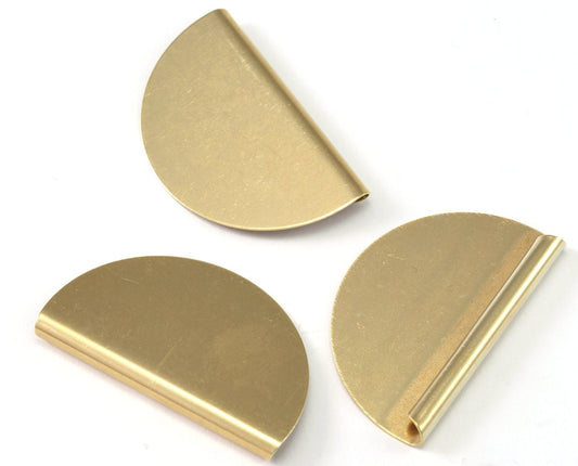 Semi Circle, Half moon 24x40mm pendant charms Raw brass 2197-365