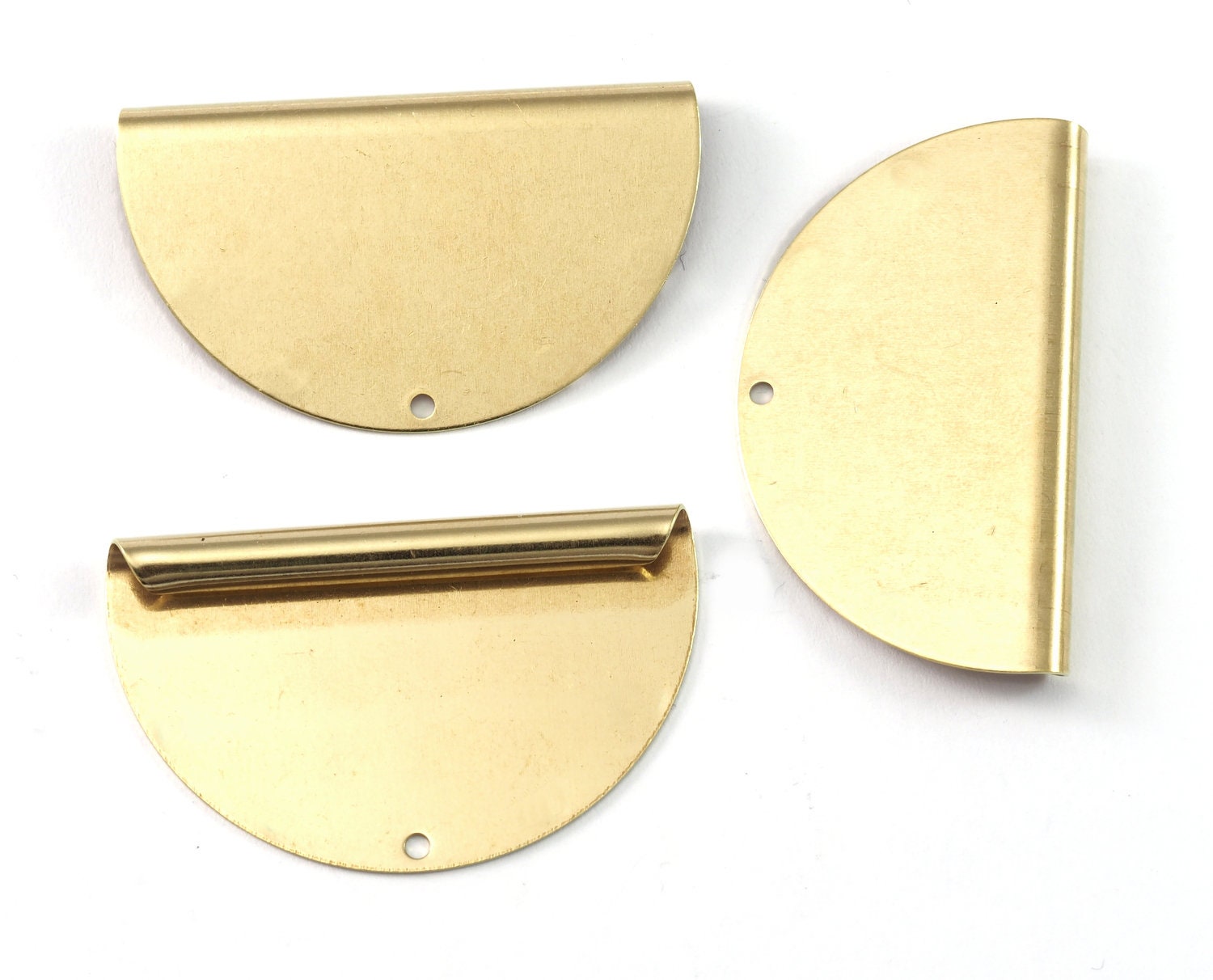 Semi Circle, Half moon 24x40mm 1 Hole pendant charms Raw brass 2197-365