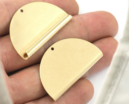 Semi Circle, Half moon 24x40mm 1 Hole pendant charms Raw brass 2197-365