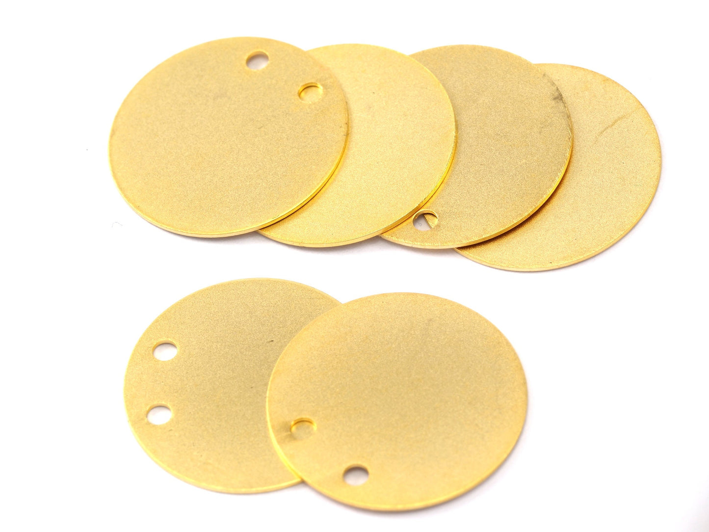 Circle tag Gold Plated Brass 20mm 2 hole Charms ,Findings 61-125