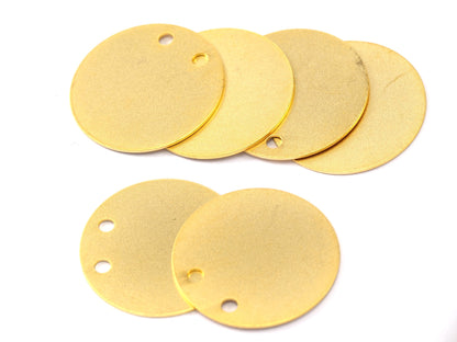Circle tag Gold Plated Brass 20mm 2 hole Charms ,Findings 61-125