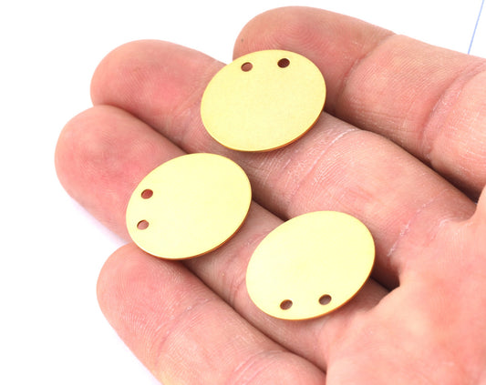 Circle tag Gold Plated Brass 20mm 2 hole Charms ,Findings 61-125