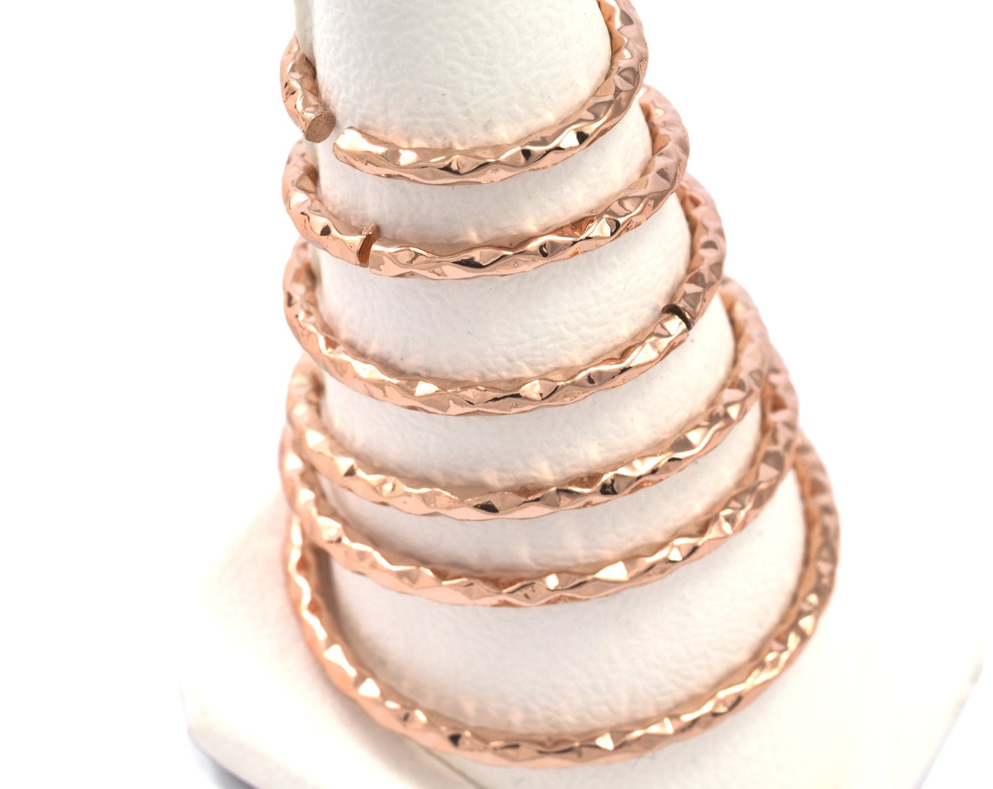 stacking ring, circle, Round ring knuckle ring, Rose gold plated brass adjustable textured 17x1.5mm (hole 14mmUS 3 ) 2183 Wire: 1.5mm