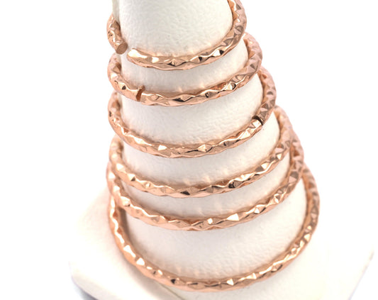 stacking ring, circle, Round ring knuckle ring, Rose gold plated brass adjustable textured 17x1.5mm (hole 14mmUS 3 ) 2183 Wire: 1.5mm