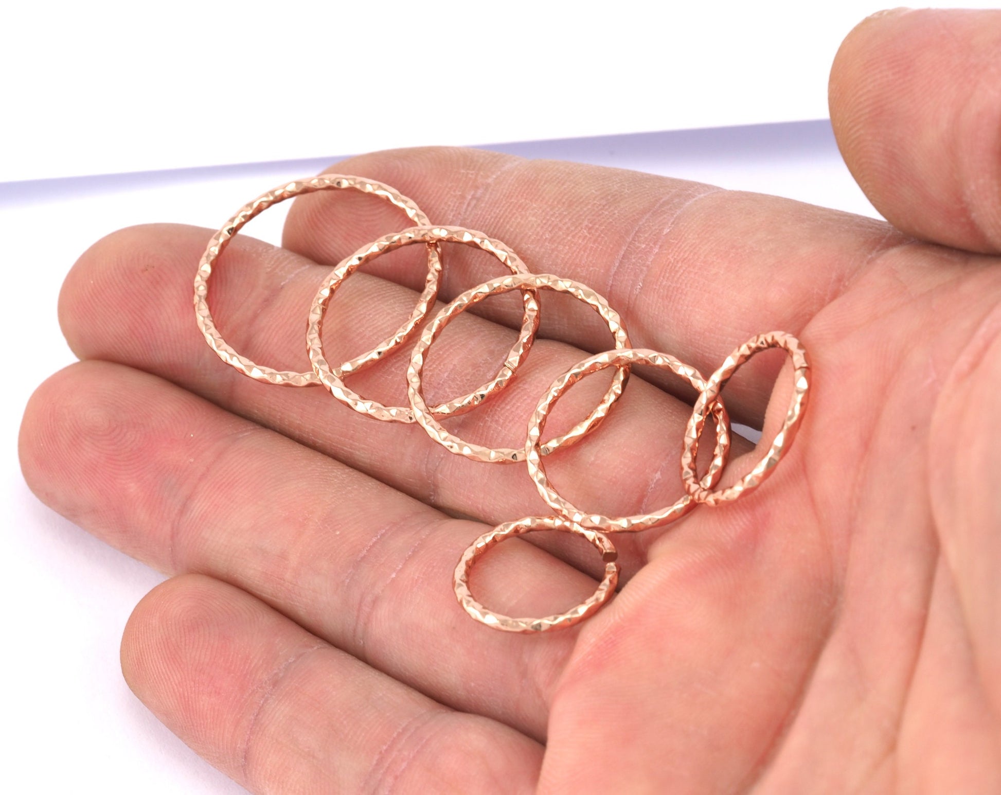 stacking ring, circle, Round ring knuckle ring, Rose gold plated brass adjustable textured 17x1.5mm (hole 14mmUS 3 ) 2183 Wire: 1.5mm