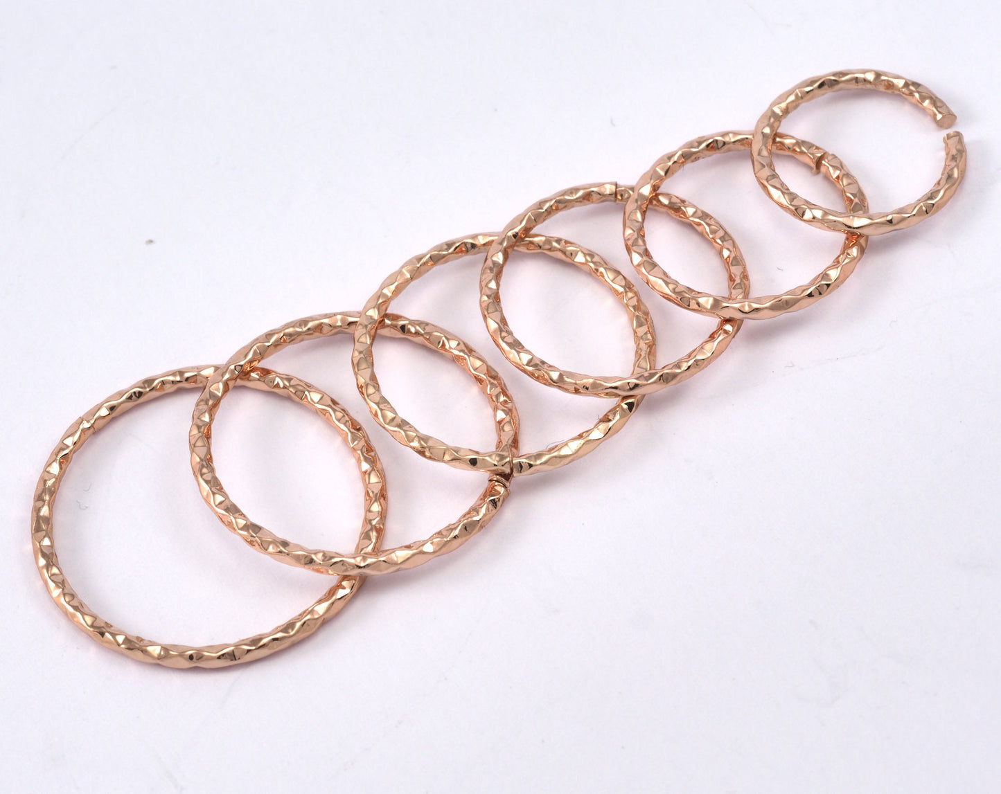 stacking ring, circle, Round ring knuckle ring, Rose gold plated brass adjustable textured 17x1.5mm (hole 14mmUS 3 ) 2183 Wire: 1.5mm