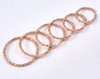 stacking ring, circle, Round ring knuckle ring, Rose gold plated brass adjustable textured 17x1.5mm (hole 14mmUS 3 ) 2183 Wire: 1.5mm