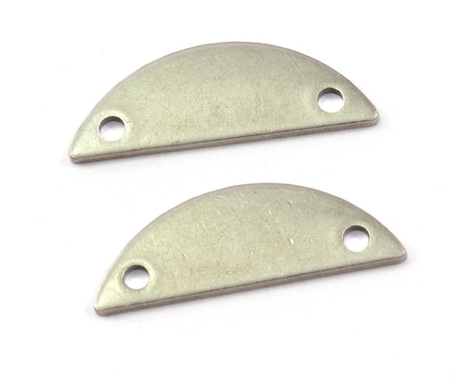 semi circle blanks half moon shape 2 hole 20x7x0.8mm Antique silver plated brass pendant connector (1.63mm 14 gauge hole) SCS 2085-70
