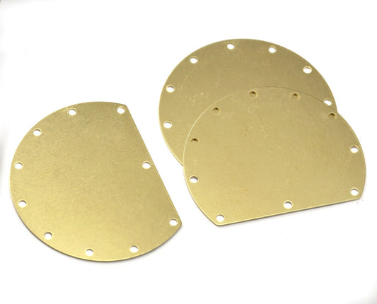 Raw brass Chord cut circle blanks 10 hole 32x40x0.5mm pendant SCS 2203-420