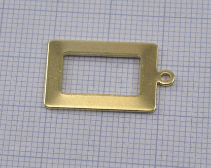 Rectangle frame with loop 23x14mm pendant charms Raw brass 2274-125