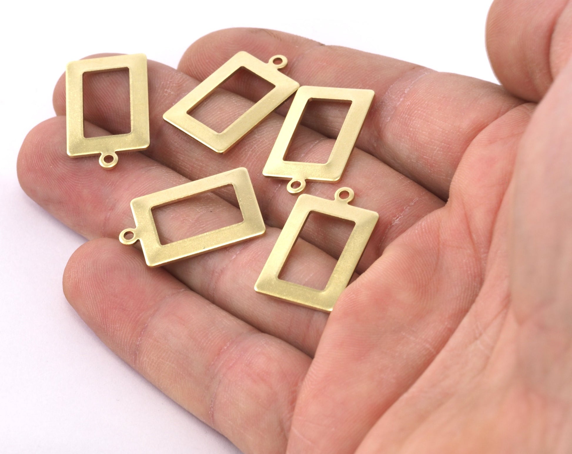 Rectangle frame with loop 23x14mm pendant charms Raw brass 2274-125