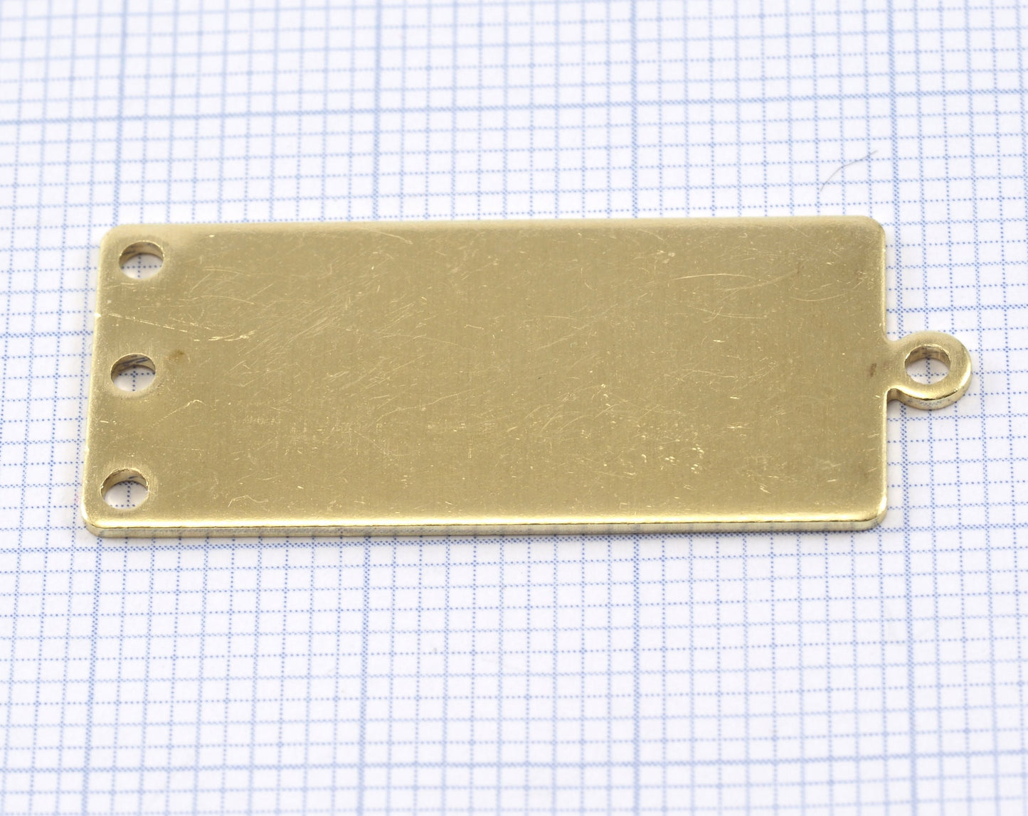 Rectangle with loop 33x14mm 3 hole pendant charms Raw brass 2275-300