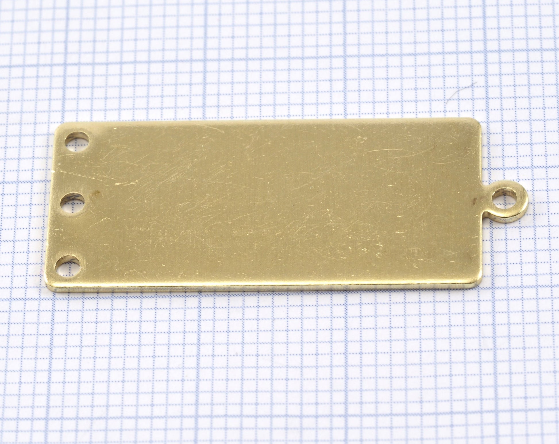 Rectangle with loop 33x14mm 3 hole pendant charms Raw brass 2275-300