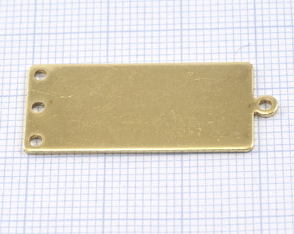 Rectangle with loop 33x14mm 3 hole pendant charms Raw brass 2275-300