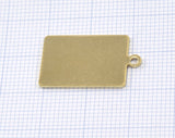 Rectangle tag with loop 23x14mm pendant charms Raw brass 2277-200