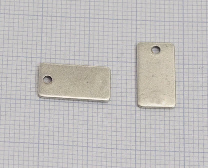 Rectangle shape stamping blank 8x15x0.8mm (20 gauge) Antique silver plated brass one hole 1209-48