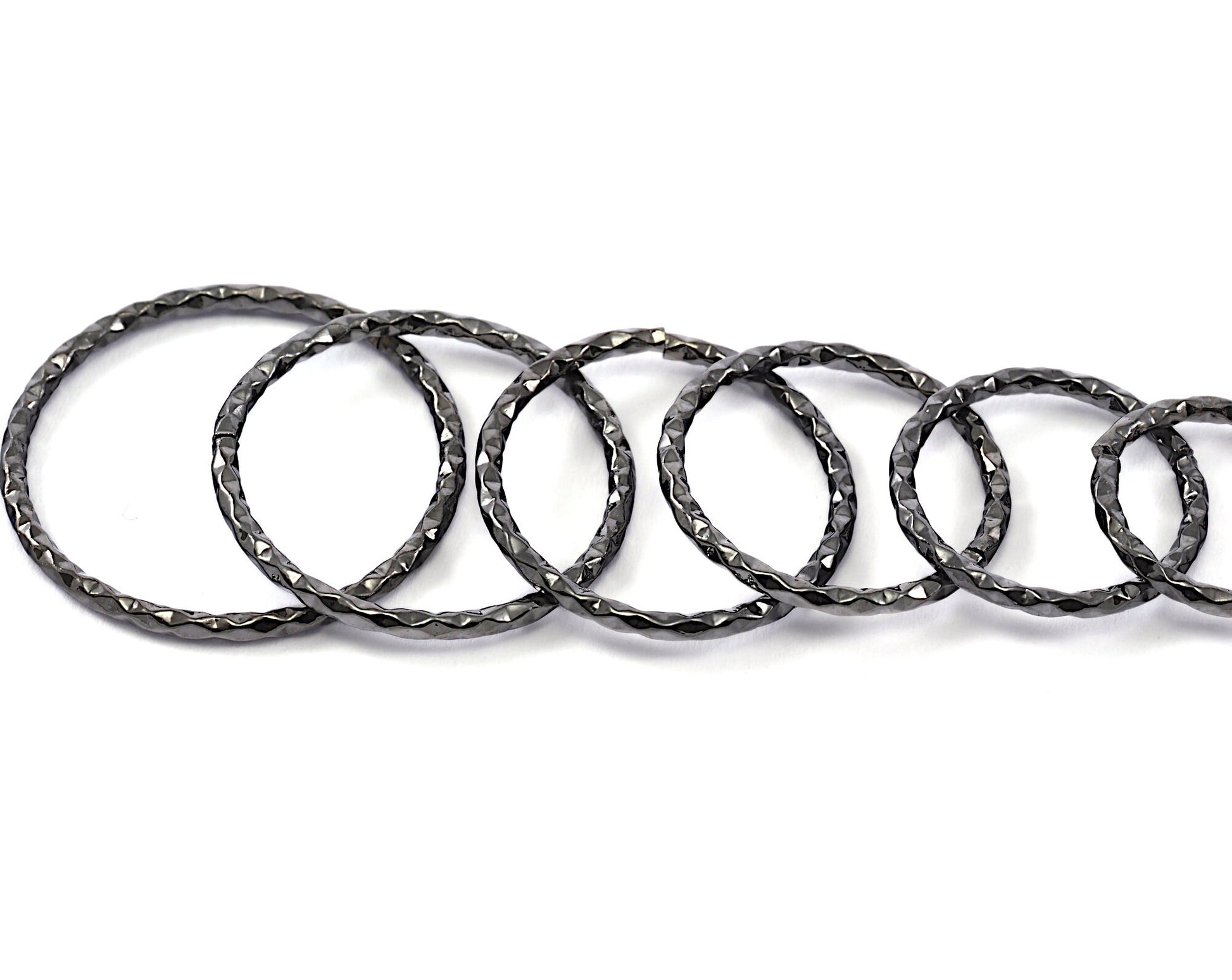 stacking ring, circle ring, Round ring knuckle ring, Gunmetal tone brass adjustable textured 17mm (hole 14mmUS 3 ) 2183 Wire: 1.5mm