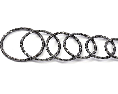 stacking ring, circle ring, Round ring knuckle ring, Gunmetal tone brass adjustable textured 17mm (hole 14mmUS 3 ) 2183 Wire: 1.5mm