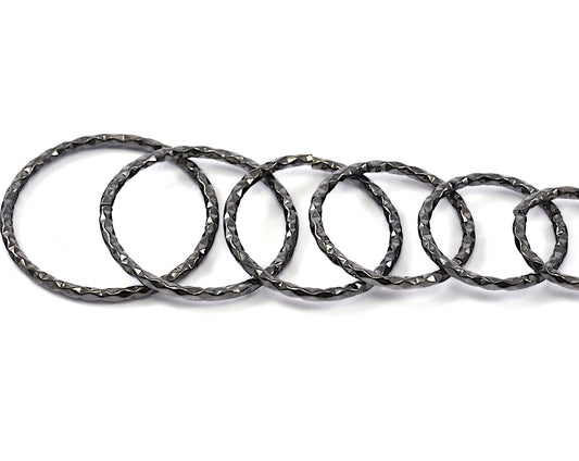 stacking ring, circle ring, Round ring knuckle ring, Gunmetal tone brass adjustable textured 17mm (hole 14mmUS 3 ) 2183 Wire: 1.5mm