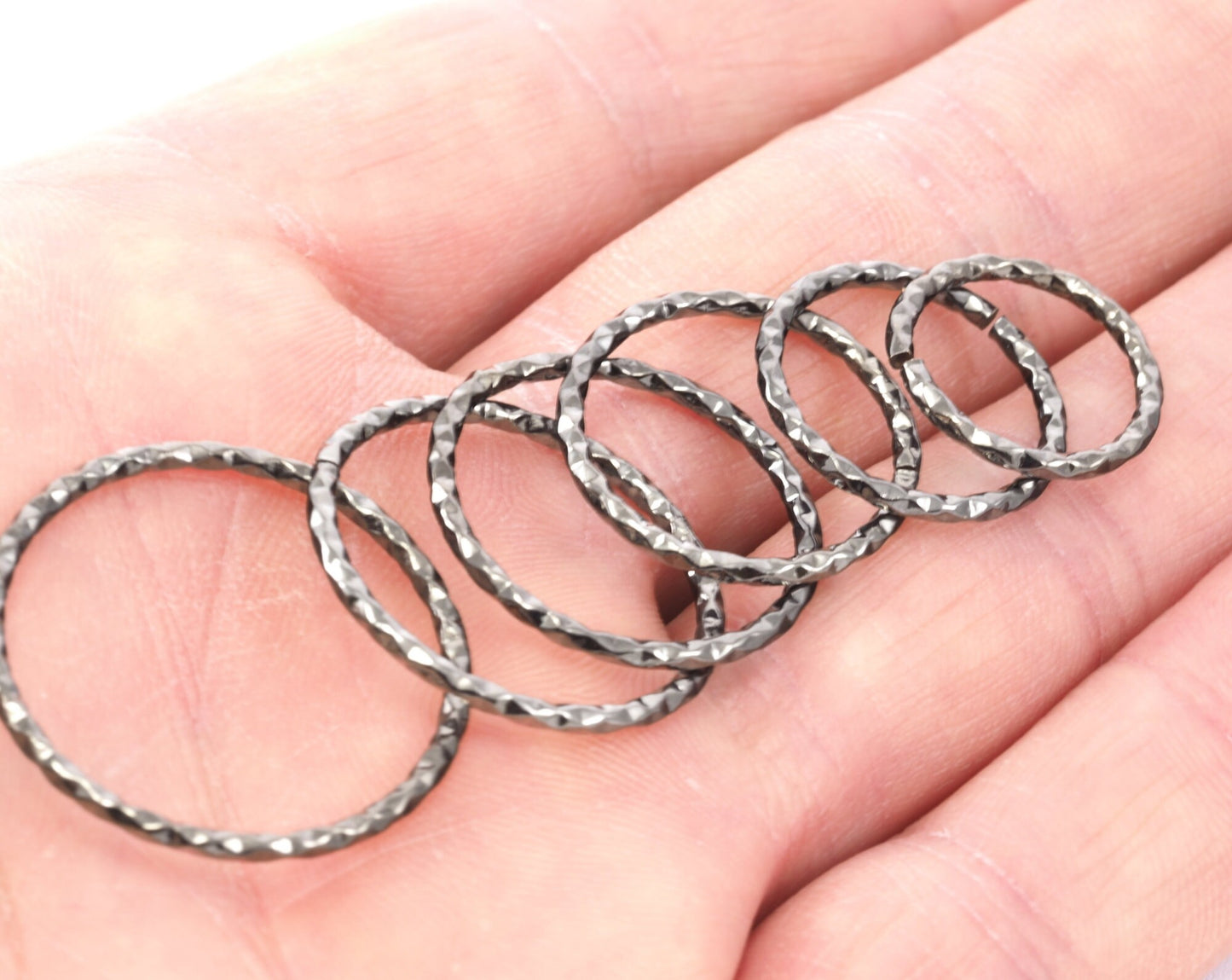 stacking ring, circle ring, Round ring knuckle ring, Gunmetal tone brass adjustable textured 17mm (hole 14mmUS 3 ) 2183 Wire: 1.5mm