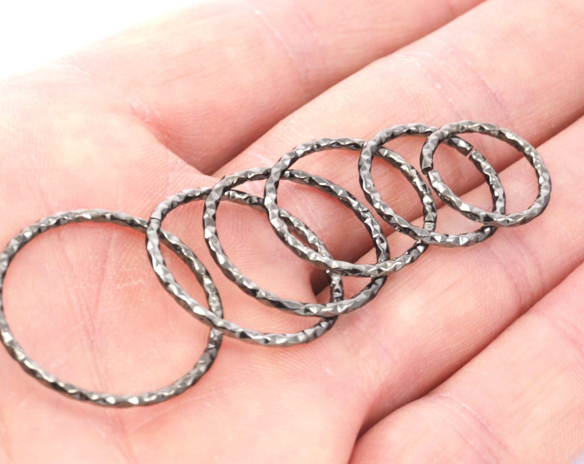 stacking ring, circle ring, Round ring knuckle ring, Gunmetal tone brass adjustable textured 25mm (hole 22mmUS 12 3/4 ) 2187 Wire: 1.5mm