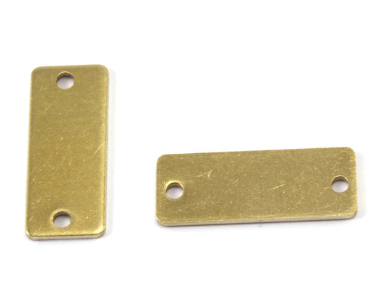 Rectangle shape stamping blank 50 pcs 8x20x0.8mm (20gauge) raw brass two hole 1210RC-52