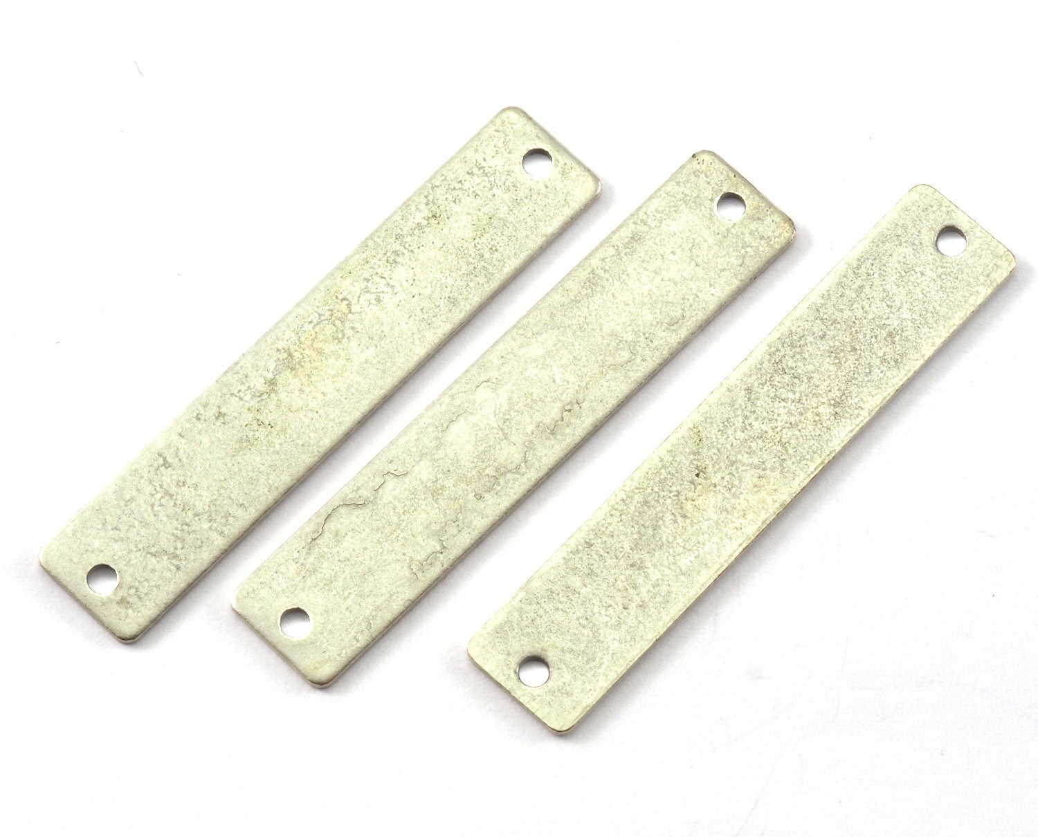 Rectangle shape stamping blank 8x40x0.8mm (20 gauge) Antique silver plated brass two hole 1214-63