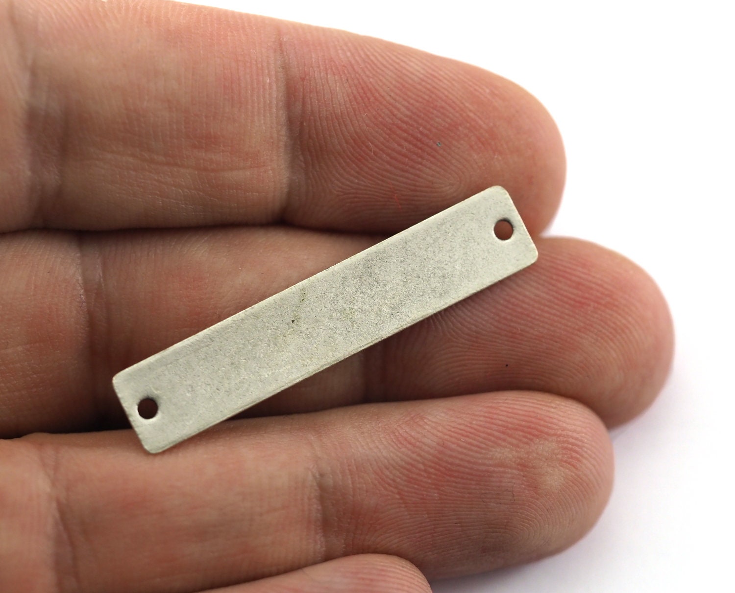 Rectangle shape stamping blank 8x40x0.8mm (20 gauge) Antique silver plated brass two hole 1214-63