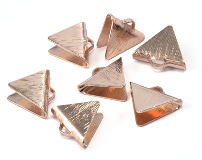 Triangle Crimp findings with loop 12.5x15mm Rosegold tone brass , Ribbon Crimp cap, 4175