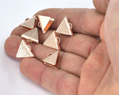 Triangle Crimp findings with loop 12.5x15mm Rosegold tone brass , Ribbon Crimp cap, 4175